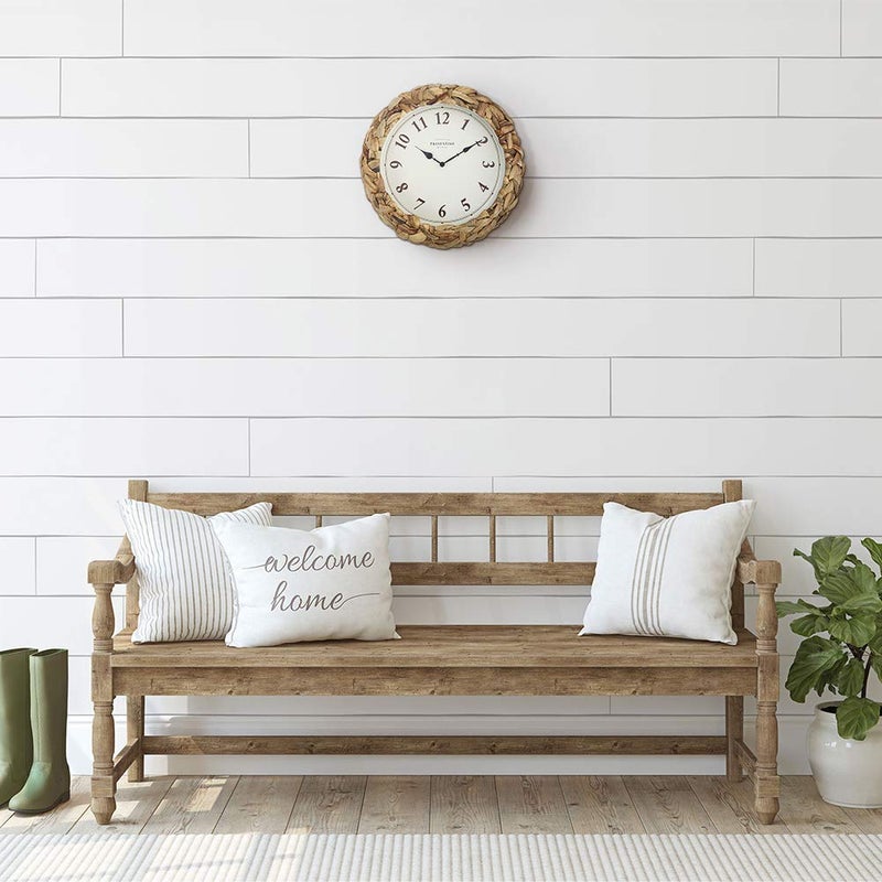 Presentime & Co Farmhouse Series, Rustic Woven Clock, 10.5 inch, Natural Woven Water Hyacinth/Sea Grass. Wall Sculpture, Wall Art and Timepiece for Home Decoration/Decoration/Farmhouse DÃ©cor. - Image 5